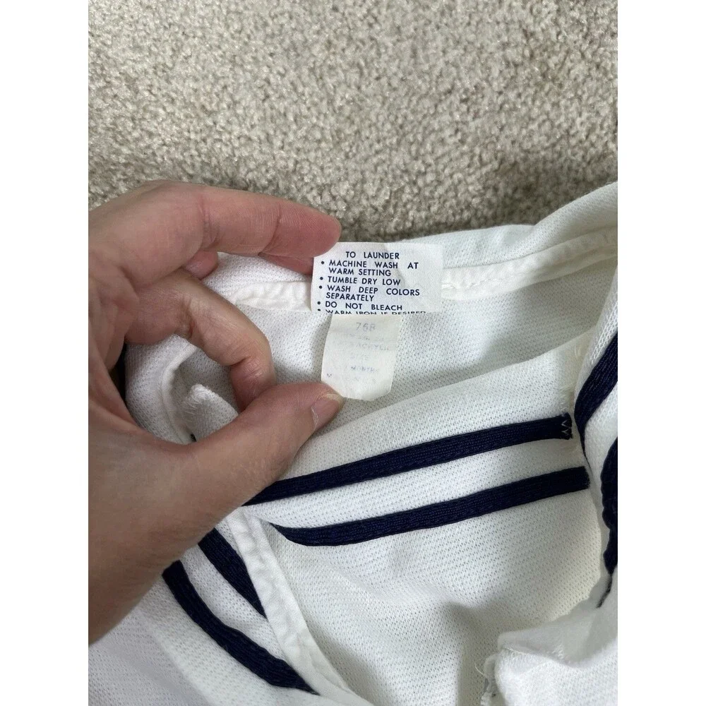 VTG Heir Craft Baby Sailor Romper 18M Navy Piqué Knit Nautical Retro Costume